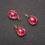 Pendant 'Drop' pink color, gold-tone bezel 10x17mm