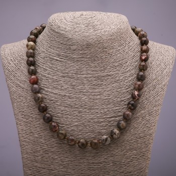 Picasso Jasper Necklace with natural stone, smooth beads, 10 mm diameter, 50 cm length