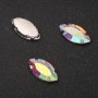 Unit price / 10 pcs. Sew-on crystal in cap, oval 9x18 mm, rainbow