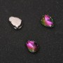 Sew-on crystal drop in cap, 7x10mm green-pink