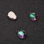 Price per pack / 10 pcs. Sew-on crystal in a stud, drop shape 7x10mm green-magenta
