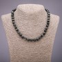 Beaded necklace of natural Falcon's Eye stone with smooth beads, 8 mm diameter (±), 45 cm long