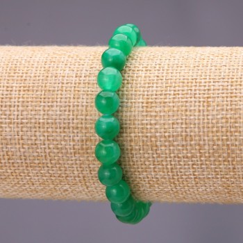 Chrysoprase bead bracelet (synthetic), smooth beads 8 mm in diameter, on elastic, fits about 18 cm wrist