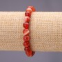 Natural Carnelian Bracelet with a Faceted Bead, 8 mm Diameter (±), on Elastic Cord, 18 cm Circumference