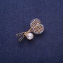 Brooch 'Rackets with Pearl' (faux pearl), gold-tone metal 18x33 mm