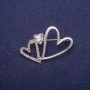 Clearance: Crystal Heart Brooch, Silver-Tone Metal 29x42mm