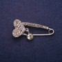 Brooch Pin 'Heart in Crystals', gray metal 17×41 mm