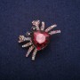 Crab Brooch with Raspberry Crystals, Gray Metal 27×37 mm