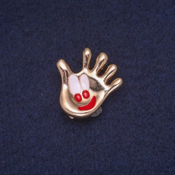 Брошка долоню емаль, золотистий метал 24х25мм