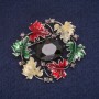 Leafy Brooch with Enamel and Crystal, Gray Metal 39x43mm