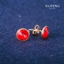 Xuping stud earrings with Swarovski crystals in red, 10 mm diameter, 18K gold plating