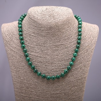 Natural Malachite Necklace with Smooth Bead, 8mm Diameter, 48cm Length