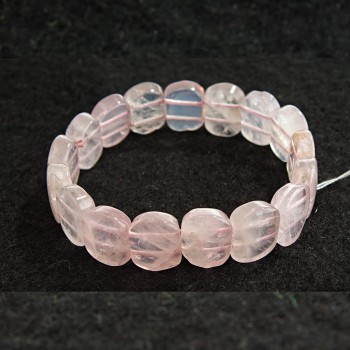 Elastic Bracelet Pink Quartz with Oval Stones 13x18 mm