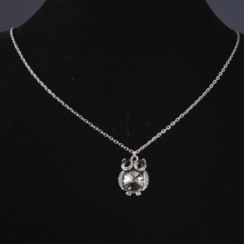 Pendant on a chain Owl with gray crystal, length 52 cm, diameter 2.5 cm