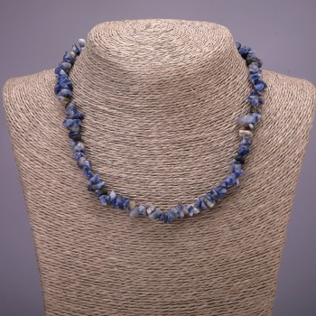 Natural sodalite chip necklace, 7(±)mm diameter, 45 cm length