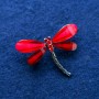Brooch Dragonfly with crystals, silver-toned metal 32x43mm