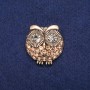 Owl Brooch with Yellow Crystals, Golden Metal 32×33 mm