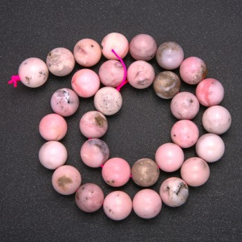 Natural Stone Beads Pink Opal, Smooth Round Beads, Diameter 12 mm (+/-), Length 38 cm