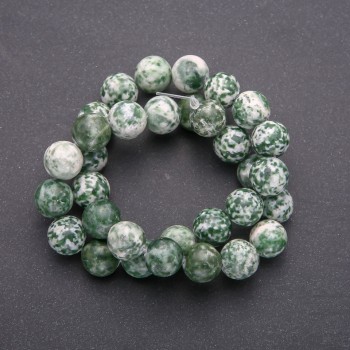 Moss Agate Beads - Smooth Round Bead, 12.5 mm Diameter, Thread Length About 38 cm