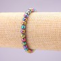 Hematite Bracelet with Benzine Plating on Elastic Cord, Smooth Bead, 6 mm Diameter, 18 cm Length