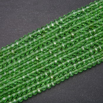 Czech Crystal Beads Transparent Lime Green Rondelle, 6x4.5 mm, on a strand, length 38 cm