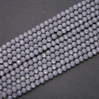 Matte Dark Gray Czech Crystal 'Rondelle' Beads, 6x4 mm, 5 (+/-) mm thread, length 38 cm