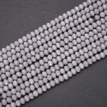 Matte Gray Czech Crystal Rondelle Beads, 6x4.5 mm, thread length 38 cm