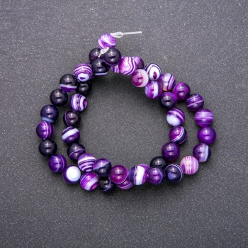 Agate Beads on Thread, Smooth Round Bead, Diameter 8 mm (+/-), Length 38 cm