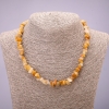 Yellow agate natural stone necklace - chip beads, 7 mm diameter (±), 45-50 cm length with extender chain