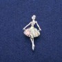 Ballerina Brooch with Abalone Shell Mother-of-Pearl and Crystals, 23x44 mm, Silver-tone Metal