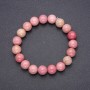Bracelet made of natural rhodonite, smooth beads, 10 mm diameter, 18 cm length on elastic