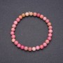 Rhodonite natural stone bracelet with smooth beads, 6 mm diameter, 18 cm length on elastic