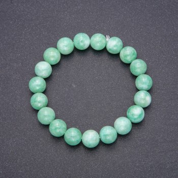 Bracelet Burmese Jadeite with Smooth Beads, 10 mm Diameter, 18 cm long on elastic