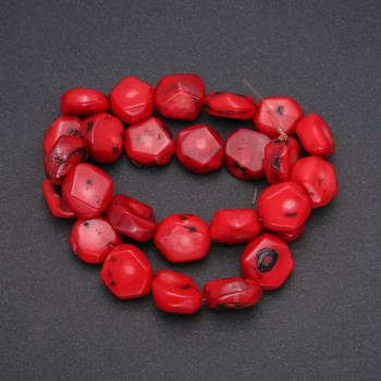 Natural stone beads, faceted coral, diameter 13–17 mm (±) Price per 100 g