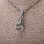 Pendant Dragon Head and White Ball 22x51mm on Chain, Chain Length 65cm, Silver Metal
