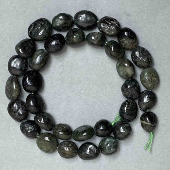 Beads of natural stone Seraphinite, lentil-shaped, diameter 10x12 mm, length 39 cm (+)
