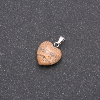 Pendant Heart with Landscape Jasper 14x14x23 (±) mm