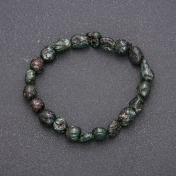 Seraphinite Natural Stone Bracelet on Elastic Cord, Faceted, 10–12 mm Diameter, 18 cm Length