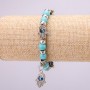 Turquoise Amulet Bracelet with Blue Eyes on Elastic, 12 mm Diameter (±), 18 cm long with Inserts and Pendant