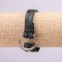 Anchor Bracelet with Metal Inlays, 21 cm long, 10 mm thick, black eco-leather