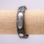 Bracelet with metal inserts, 21 cm long, 15 mm thick, black rubber, with a clasp