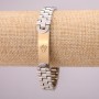 Stainless steel bracelet with clasp, 12 mm thick, 21 cm long, silver color