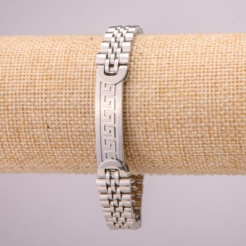 Stainless steel bracelet with clasp, 12 mm thick, 21 cm long, silver color
