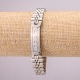Stainless steel bracelet with clasp, 12 mm thick, 21 cm long, silver color