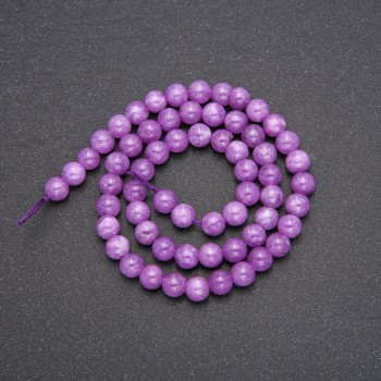 Toned quartz beads resembling amethyst, smooth round bead strand, diameter 6.5 mm, length 38 cm (±)