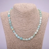 Faceted natural aquamarine gemstone necklace, bead diameter 7x9(±)mm, length 48 cm