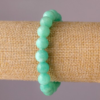 Jadeite bracelet on elastic — smooth beads, 10 mm diameter, 18 cm length