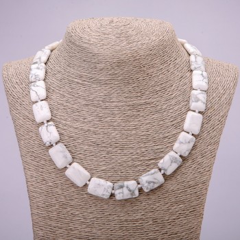 Rectangle Kaolon Natural Stone Necklace, 13x18 mm, 48 cm