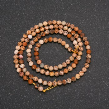 Beads on a thread, Landscape Jasper, Faceted Ball, 3 mm diameter, 39 cm length