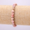 Rhodonite natural stone bracelet, smooth beads, 6.5 mm diameter, 18 cm length